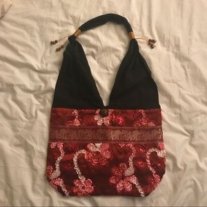 Ruby Red Embroidered Tote